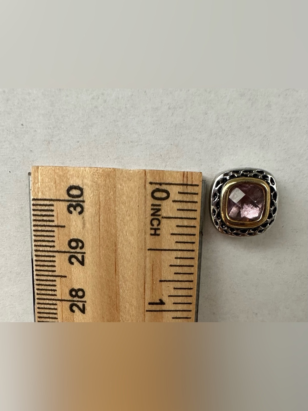 Two-toned Square Stud Premier Design Earrings with Purple Stone - Picture 11 of 12